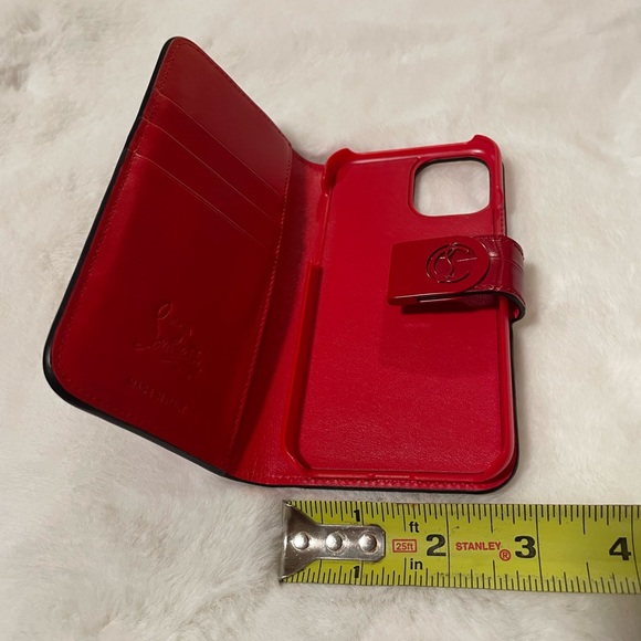Christian Louboutin Red Leather iPhone Case w/Card Slots & Metal Snap Closure - Picture 12 of 13